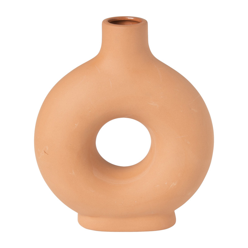 Donut vaas - terra - 14.5x5x17.5 cm 