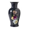 Vaas bloemen print - donkerblauw - 16x16x30 cm