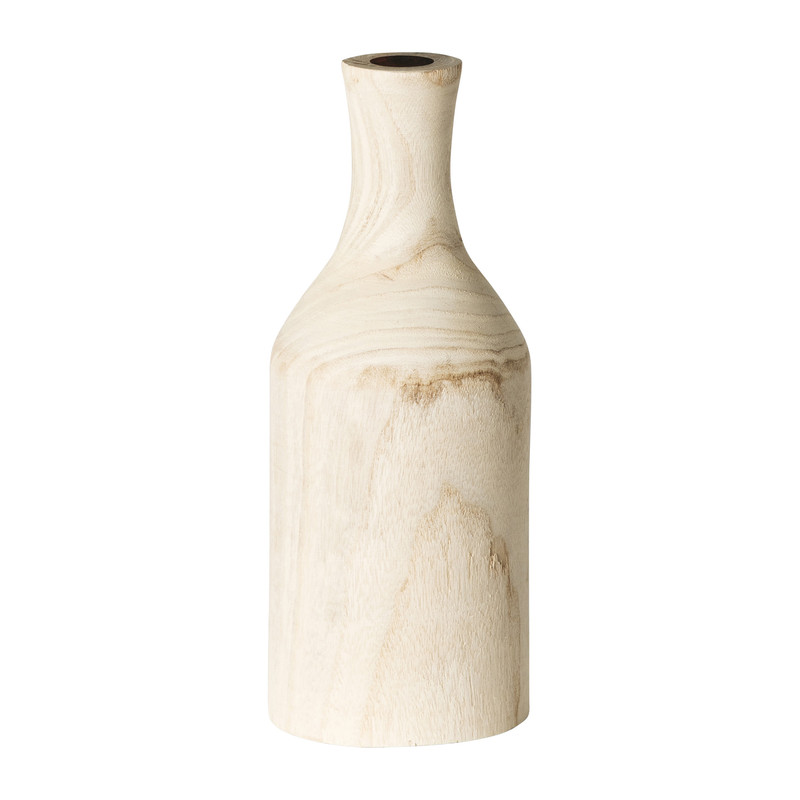 Houten flesvaas - ⌀13x33 cm 
