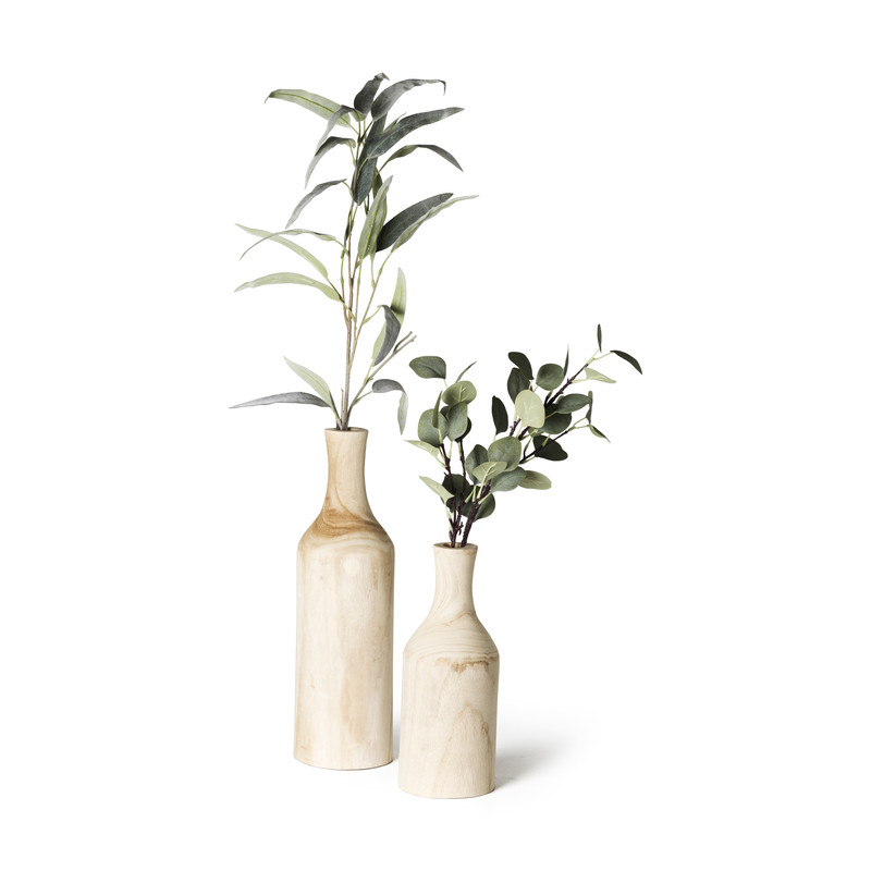 Houten flesvaas - ⌀13x33 cm 