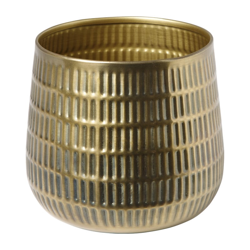 Plantenpot gehamerd - goud - 14x14x18 cm 