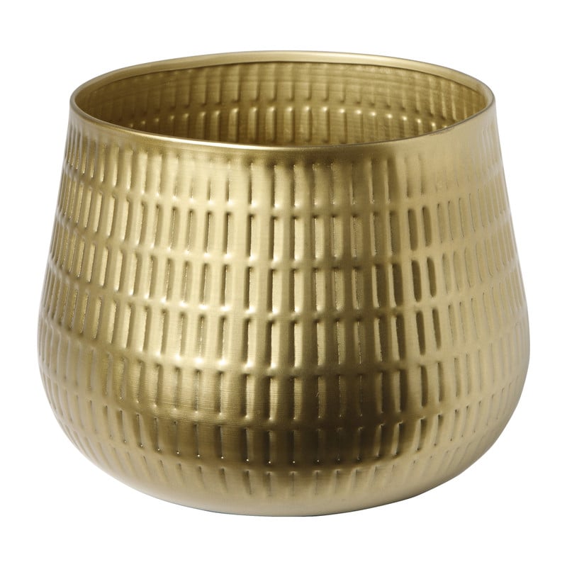 Plantenpot gehamerd - goud - 18x18x22 cm 