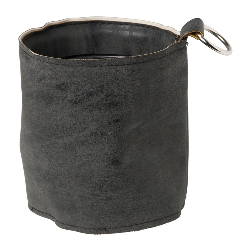 Plantenpot leer - zwart - 12.5x12.5x14 cm 