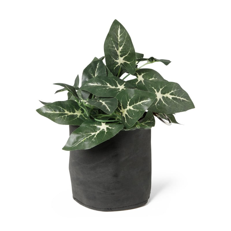 Plantenpot leer - zwart - 12.5x12.5x14 cm 