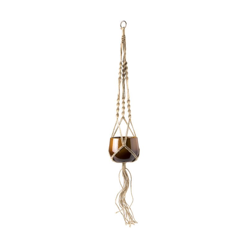 Plantenpot met hanger - bruin - ⌀13x95 cm 