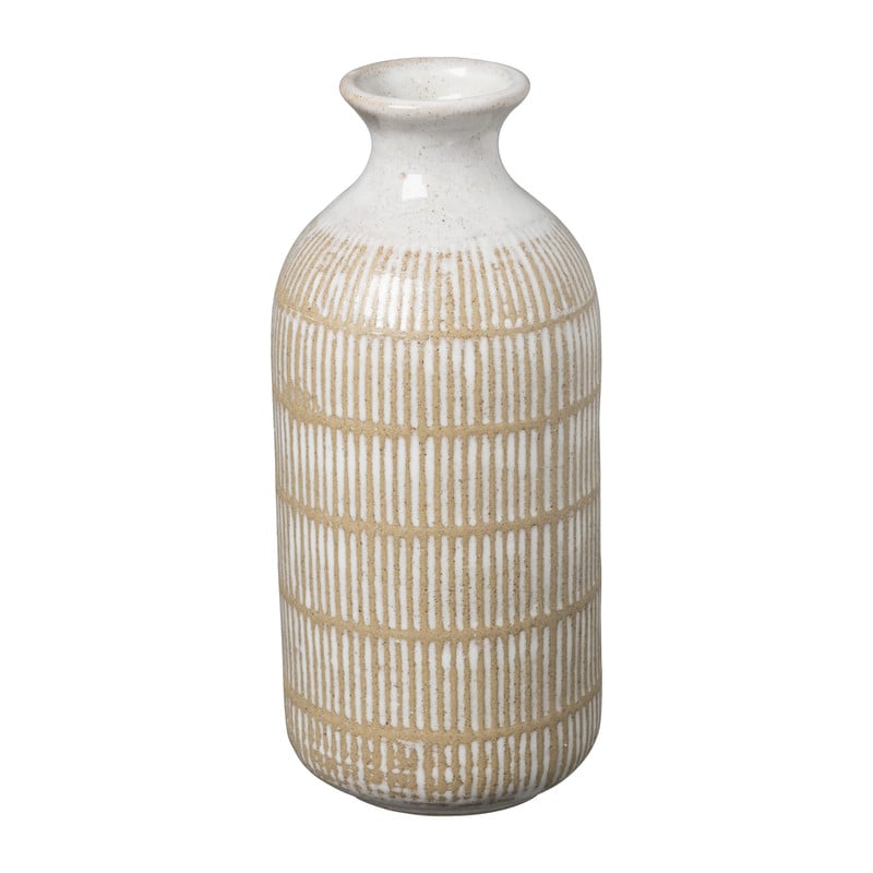 Vaas keramiek met reliëf - beige - ø9.8x22.8 cm 