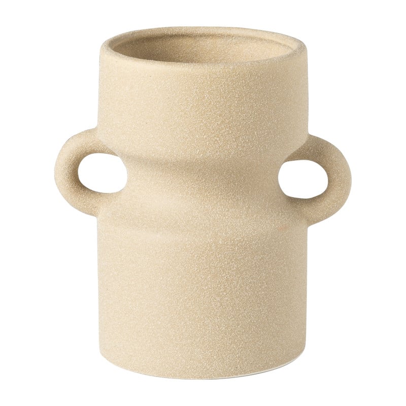 Vaas keramiek 2 oren - beige - ø14.5x10 cm