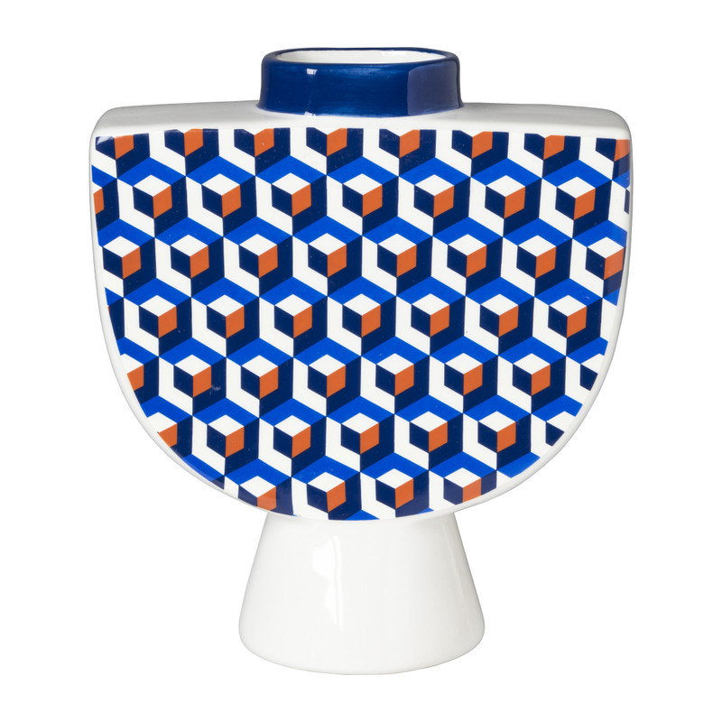 Vaas geometric - blauw - 22 cm 