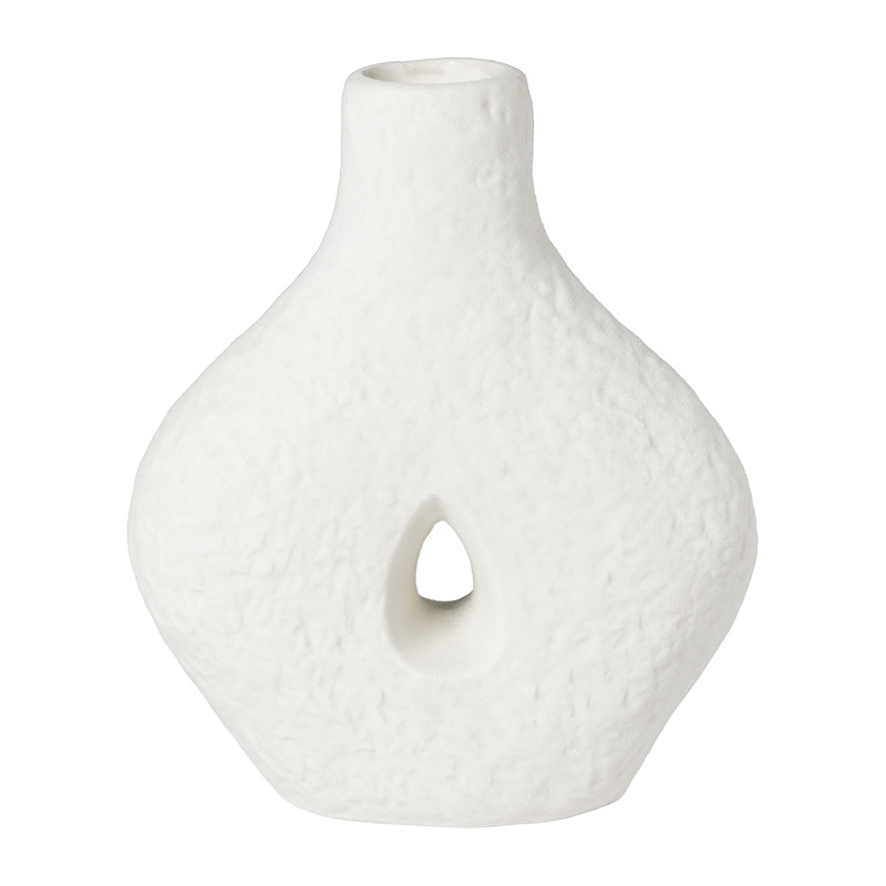 Vaasje donut - wit - 18x15.5x5 cm 