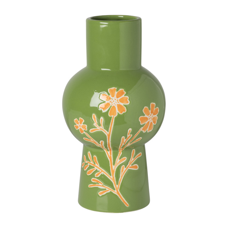 Vaas bloemen - groen - ø16x29.7 cm