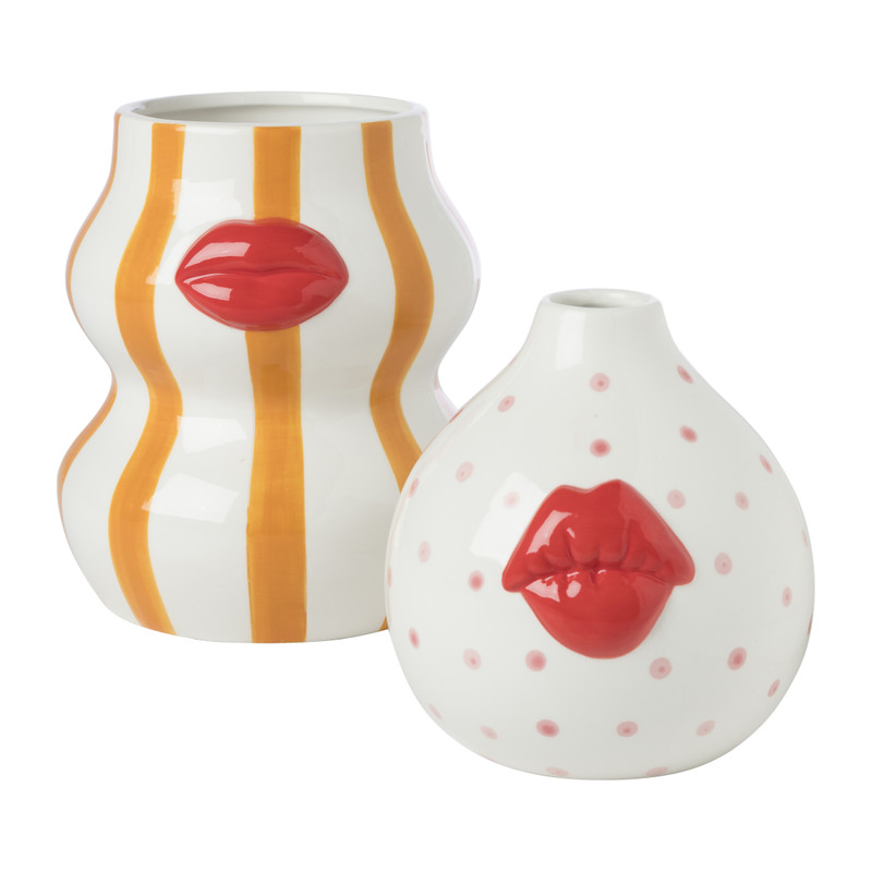 Vaas lip gestreept - 16.5x16.3x18 cm