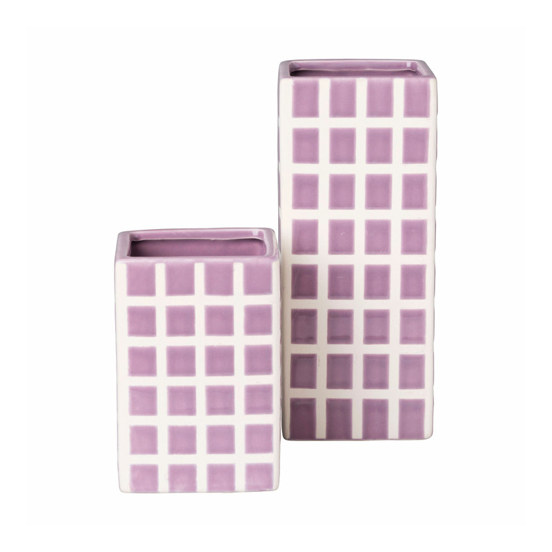 Vaas tegel groot - paars - 20x8x8 cm