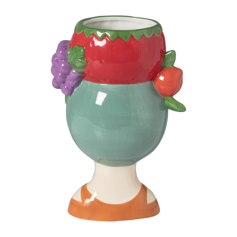 Vaas vrouw met fruit - multikleur - 24.5x16.5x11.5 cm