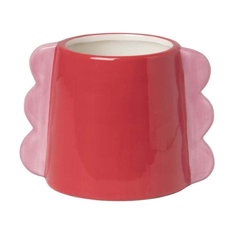 Bloempot met oortjes - rood/roze - ø10x14.5 cm