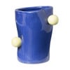 Potje met bollen - blauw/geel - ø9x11.2 cm