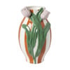Vaas gestreept met tulp - oranje/groen/roze - ø15.6x28.5 cm