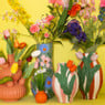 Vaas gestreept met tulp - oranje/groen/roze - ø15.6x28.5 cm