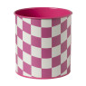 Bloempot geblokt groot - roze - ø13x14 cm