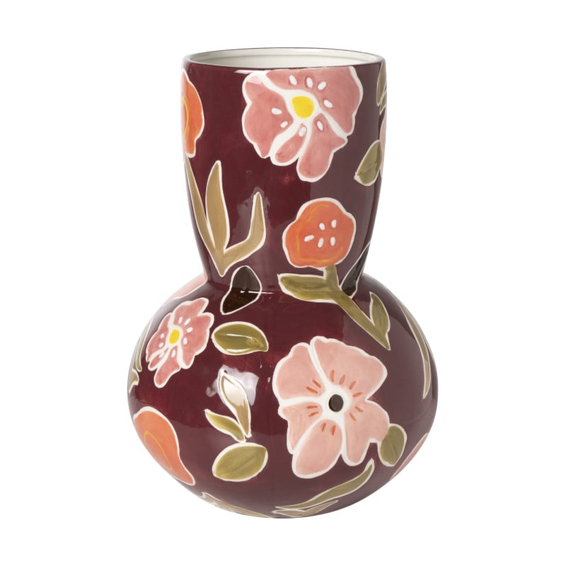 Vaas bloemen - rood - ø20x28 cm