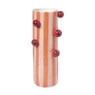 Vaas streep met bolletjes - oranje/rood/roze - 32x11.5x9.5 cm - Happy at Home by Sanny