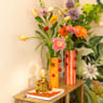 Vaas streep met bolletjes - oranje/rood/roze - 32x11.5x9.5 cm - Happy at Home by Sanny