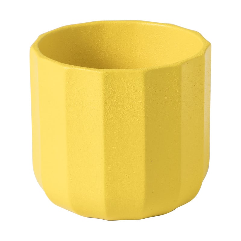 Bloempotje streep - geel - ø7x6.5 cm