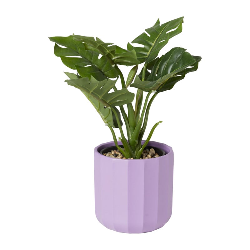 Bloempot streep - paars - ø11.5x11 cm