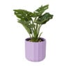 Bloempot streep - paars - ø11.5x11 cm