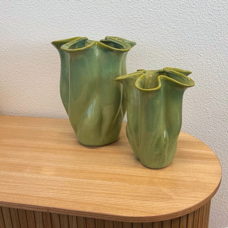 Vaas reactive glaze klein - groen - 19.3x16x14.3 cm