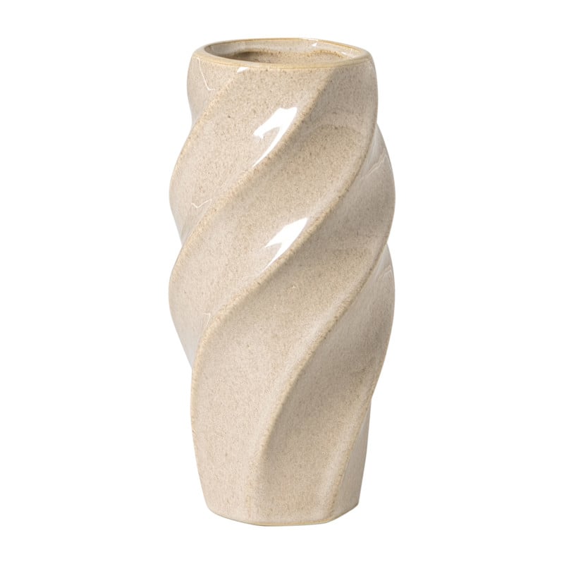 Vaas gedraaid - beige - ø8.4x17.5 cm