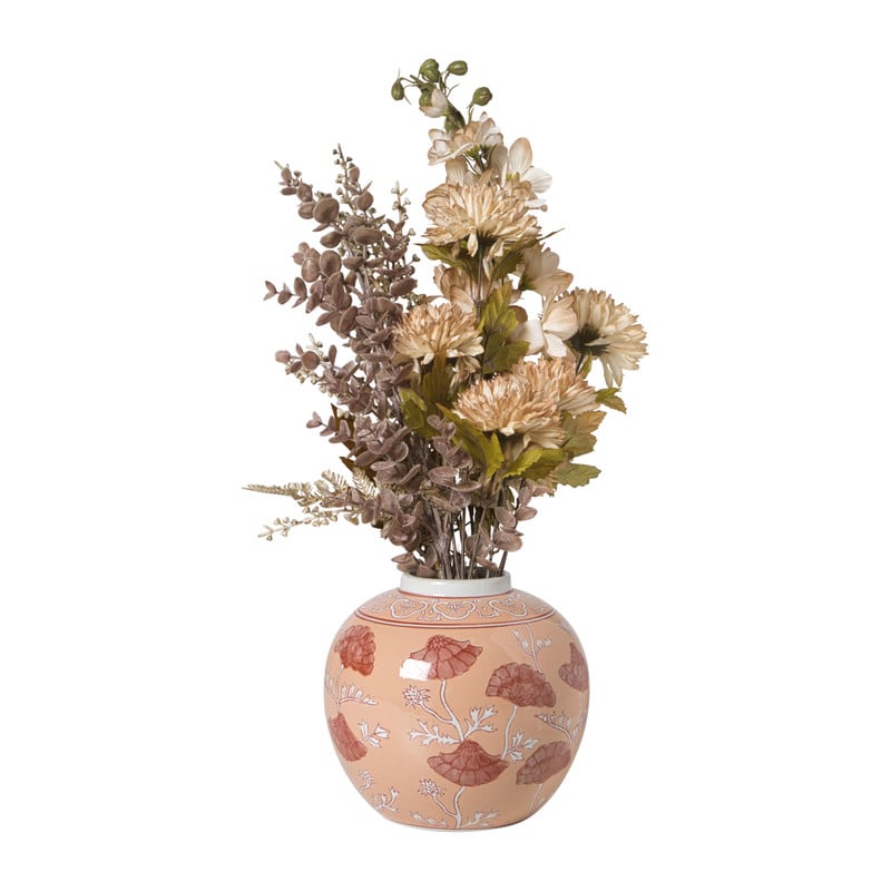 Vaas bloemen - roze - ø18.5x20 cm