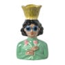 Vaas vrouw met bloemen - groen - 24.5x16.3x11.3 cm