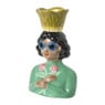 Vaas vrouw met bloemen - groen - 24.5x16.3x11.3 cm