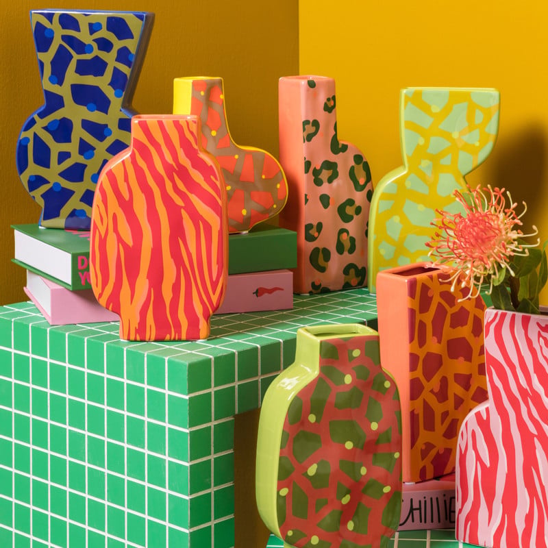Vaas zebra - roze - 22x14.4x5.2 cm