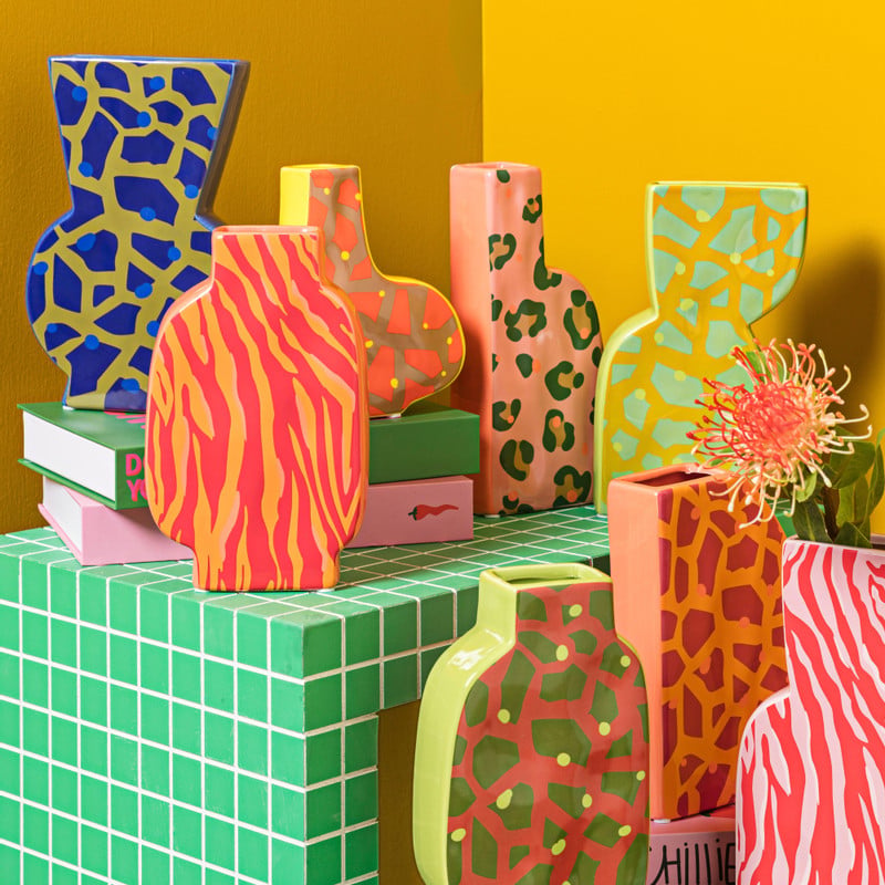 Vaas panter - roze - 23x10.5x5 cm