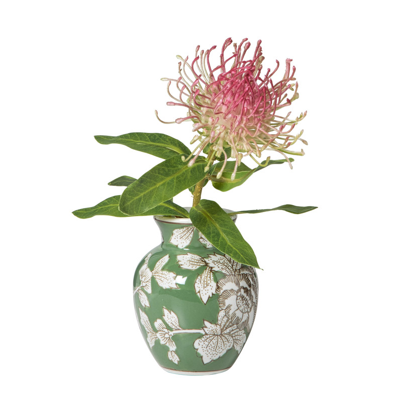 Vaas bloemenprint klein - groen - ø9x11.5 cm