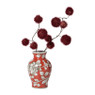 Vaas bloemenprint middel - rood - ø9.5x15 cm