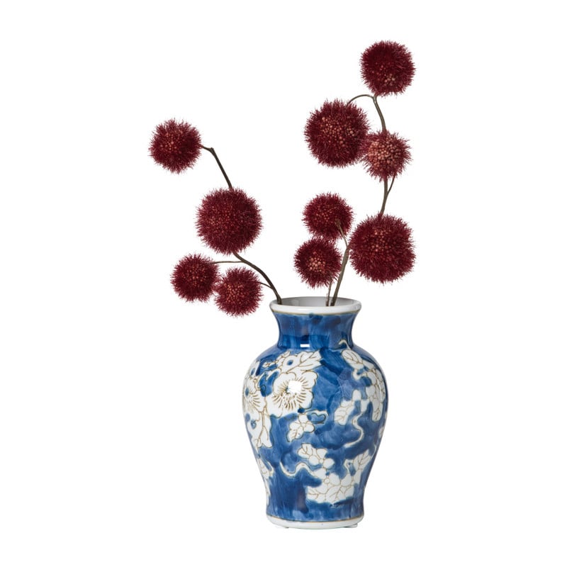 Vaas bloemenprint middel - blauw - ø9.5x15 cm