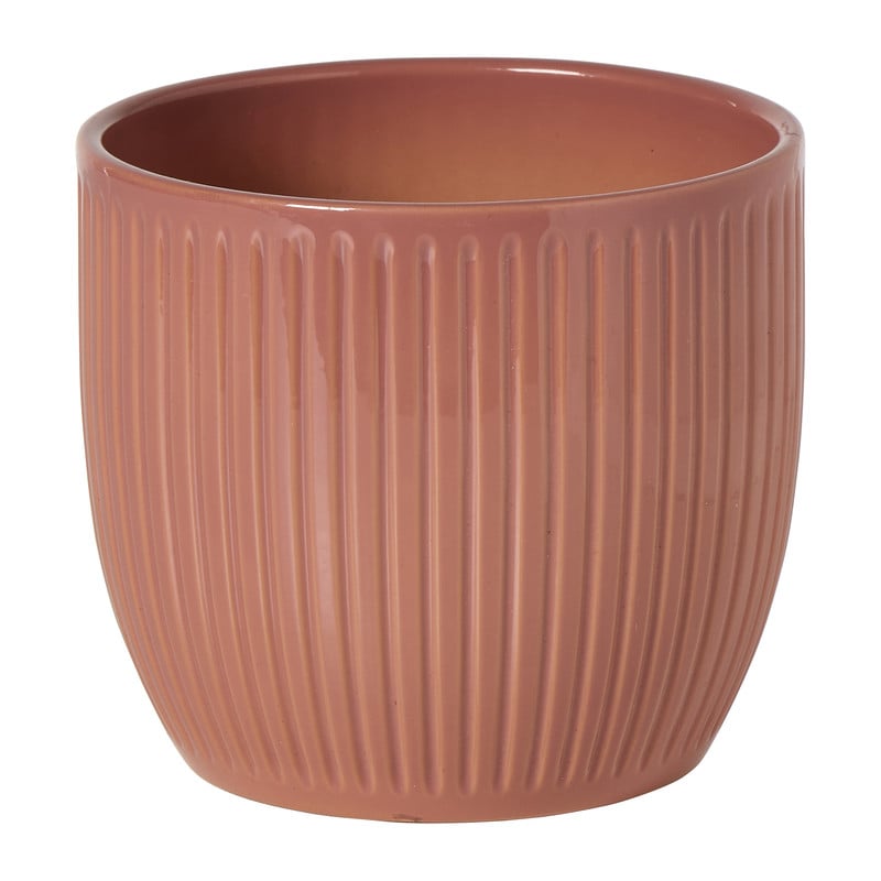 Bloempot rib - roze - ø13x12 cm