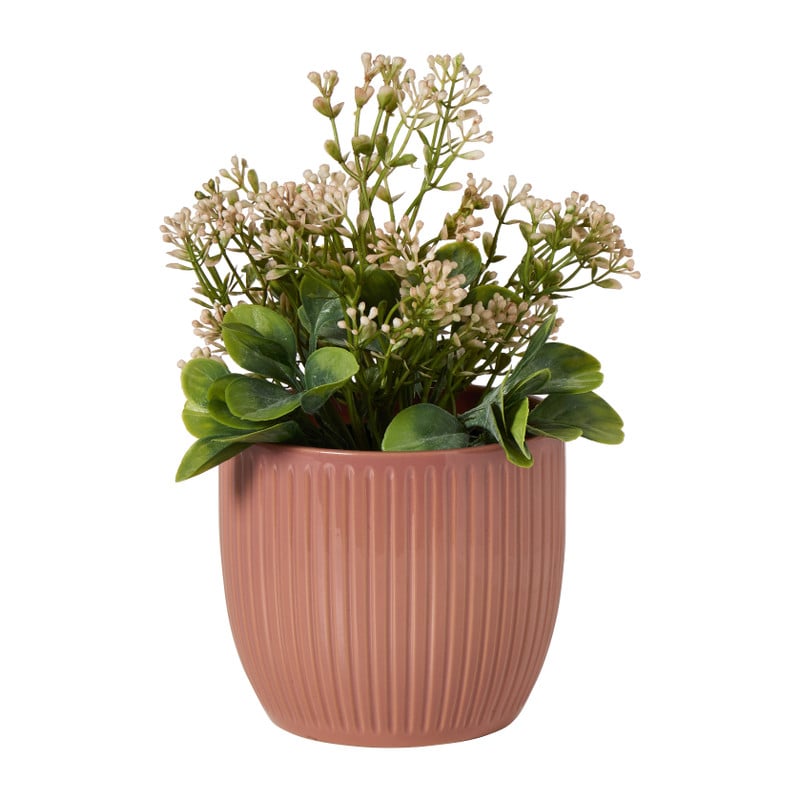 Bloempot rib - roze - ø13x12 cm