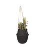Plantenhanger mand gevlochten - zwart - 24x20 cm