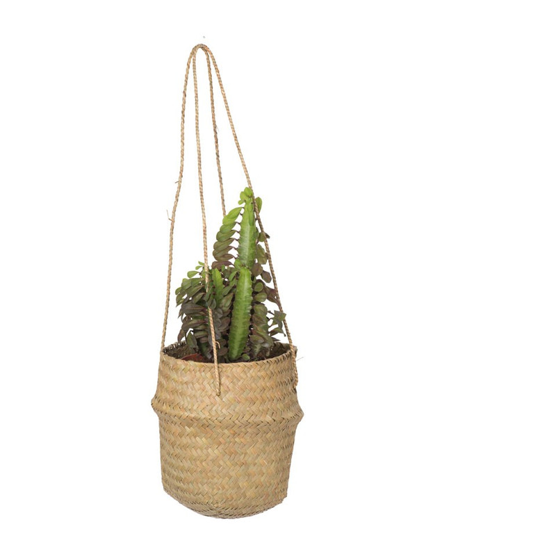 Plantenhanger mand gevlochten -  naturel - 24x20 cm 