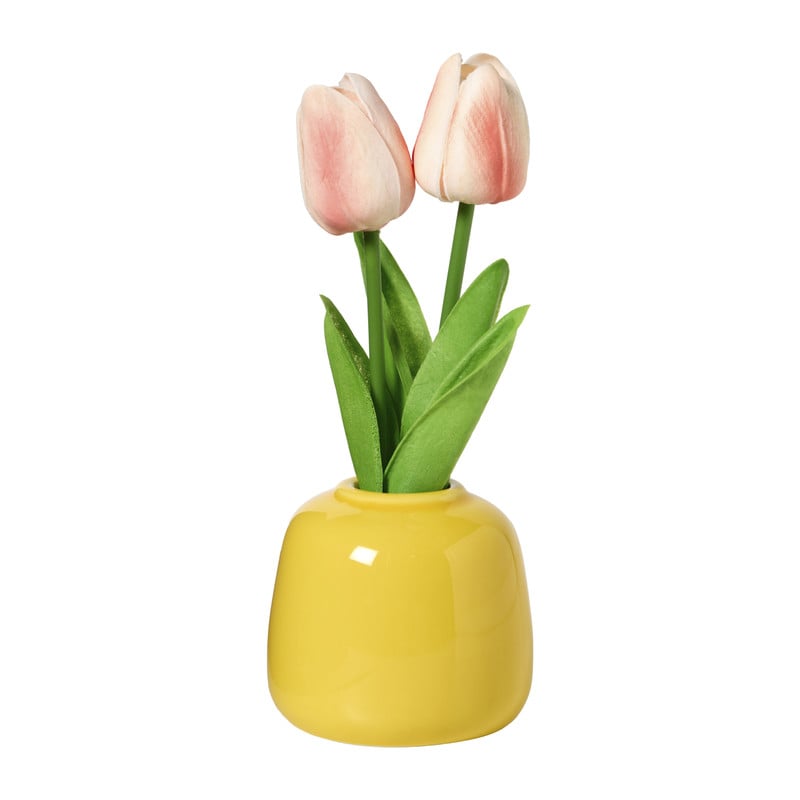 Tulpen in vaasje - diverse varianten - ø7x18 cm