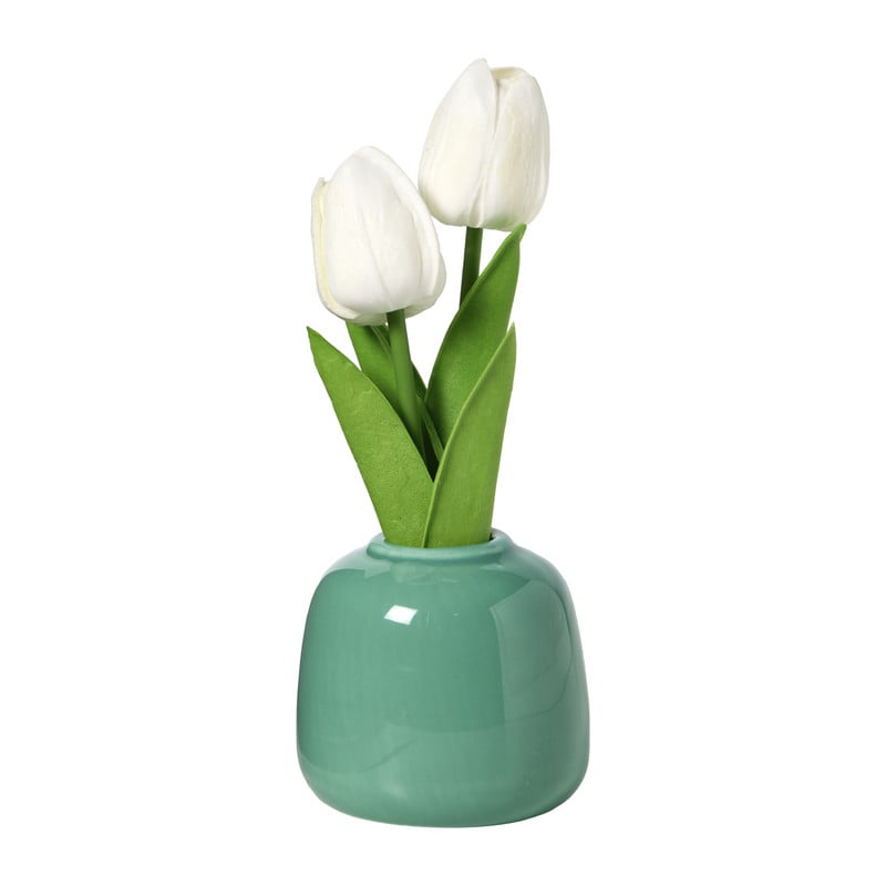 Tulpen in vaasje - diverse varianten - ø7x18 cm