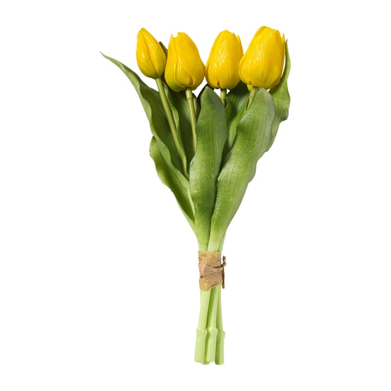 Kunstbloem tulpenboeketje - geel - 30 cm