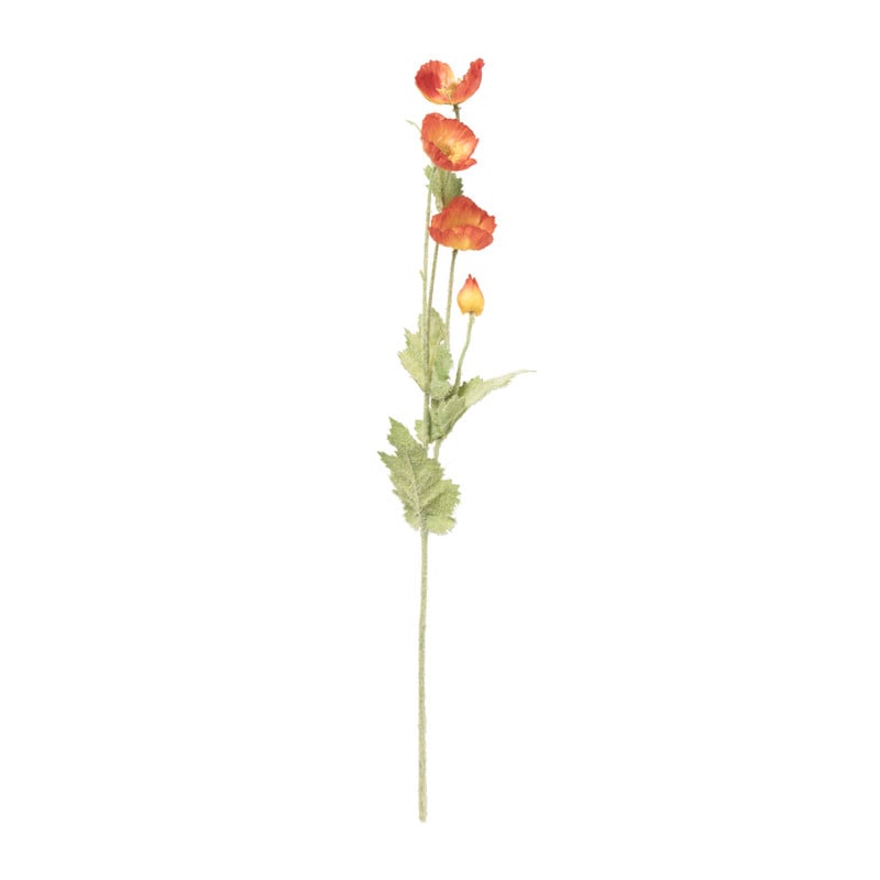 Kunstbloem klaproos - oranje - 60 cm