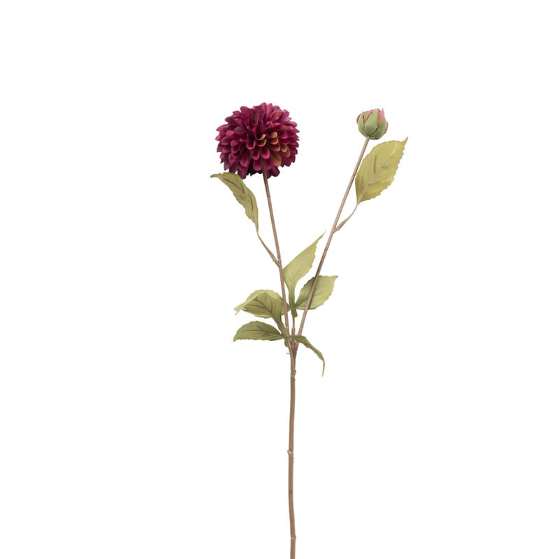 Kunstbloem met 2 chrysanten - paars - 73 cm