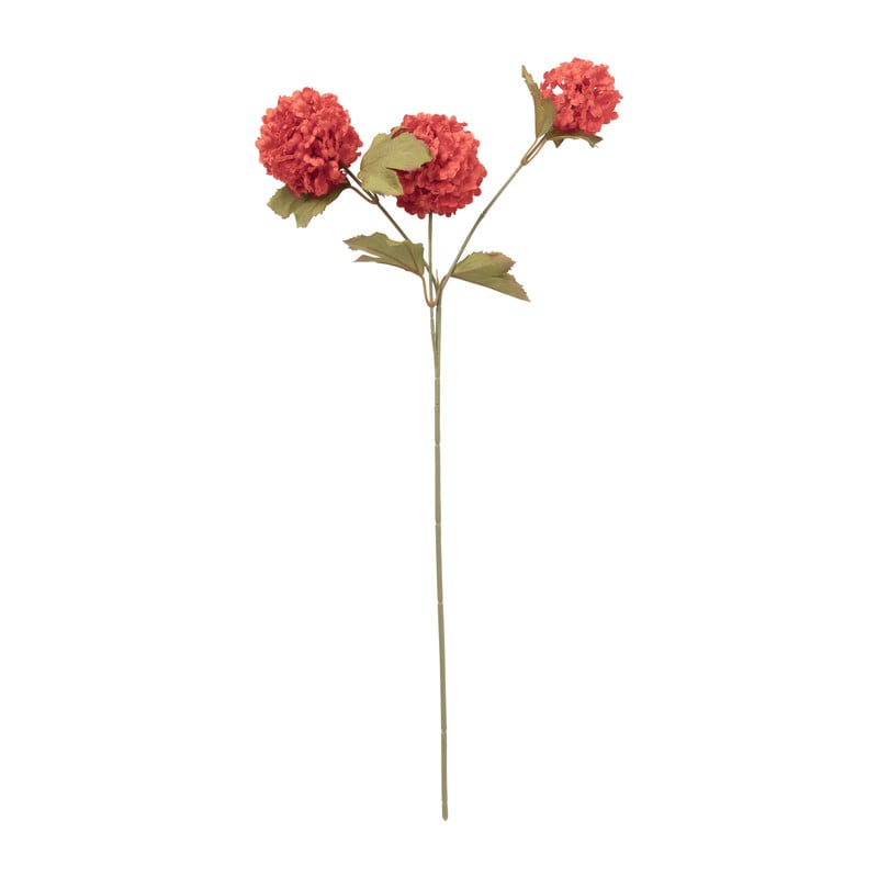 Kunstbloem met 3 hortensia's - oranje - 69 cm