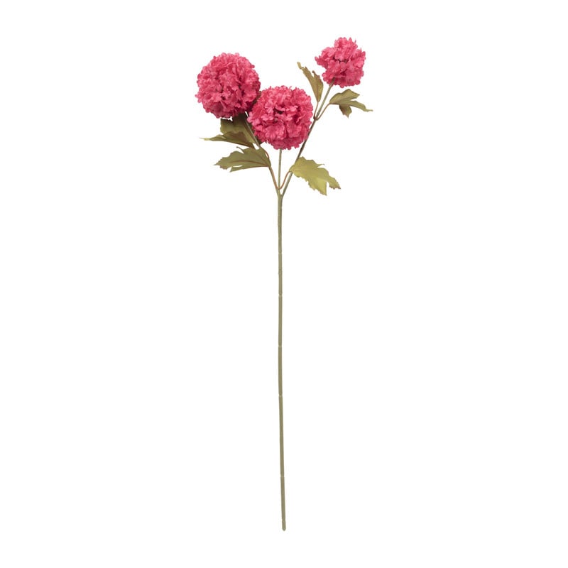 Kunstbloem met 3 hortensia's - fuchsia - 69 cm