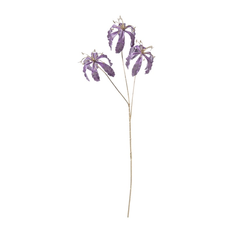 Kunstbloem gloriosa - goudkleurig/paars - 60 cm